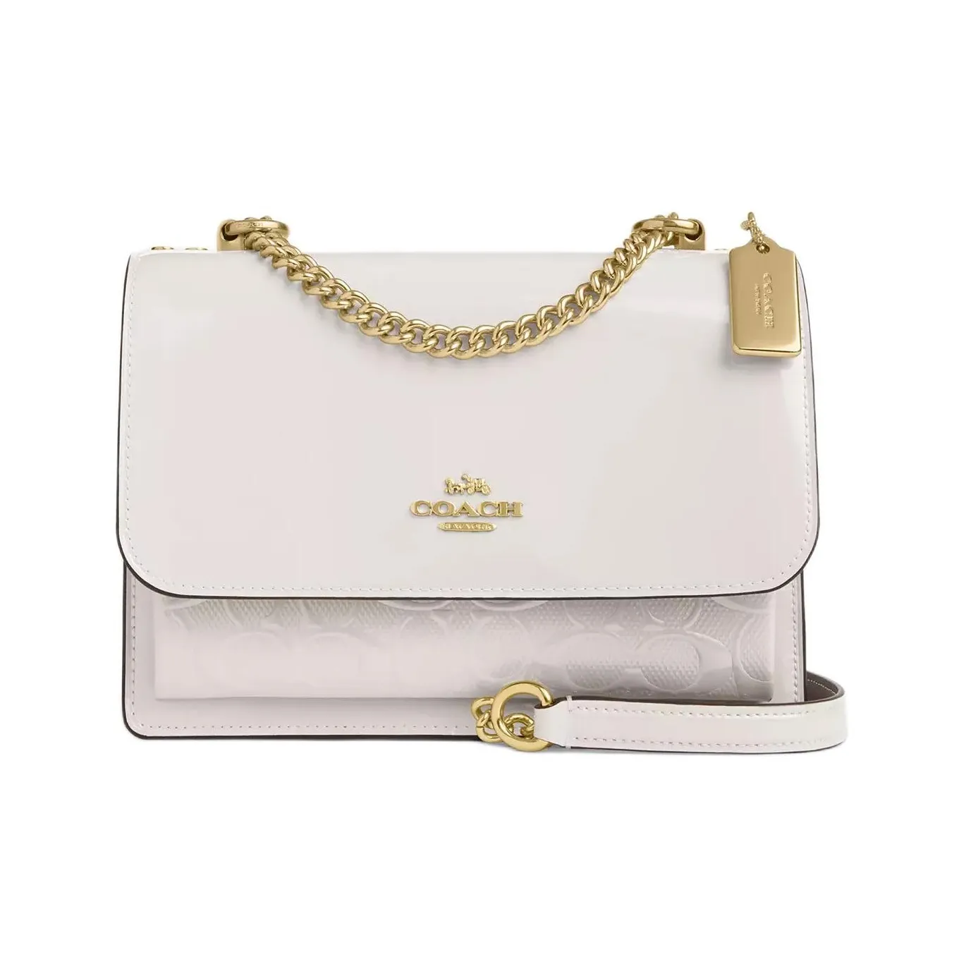 COACH Klare Patent Leather With Smooth Leather Crossbody Bag, Shoulder Bag Trumpets Women's Chalk