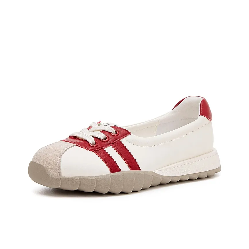 JOSINY Мягкая подошва Универсальный Легкий Белые кроссовки Спортивная повседневная обувь Женская Бежевый Красный Белый Серебряный