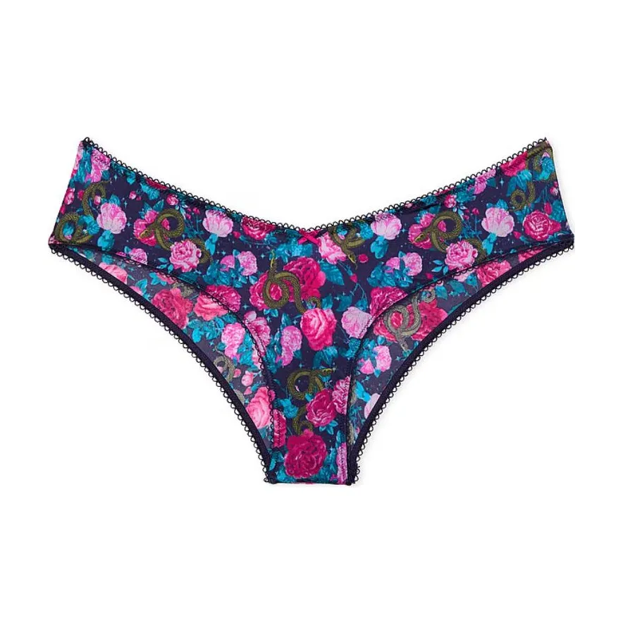 Victoria's Secret Very Sexy Strappy Фурнитура Cheeky Panty ASF Нижнее белье Женские 1 упаковка Цвет аметист Змея Цветочный дизайн