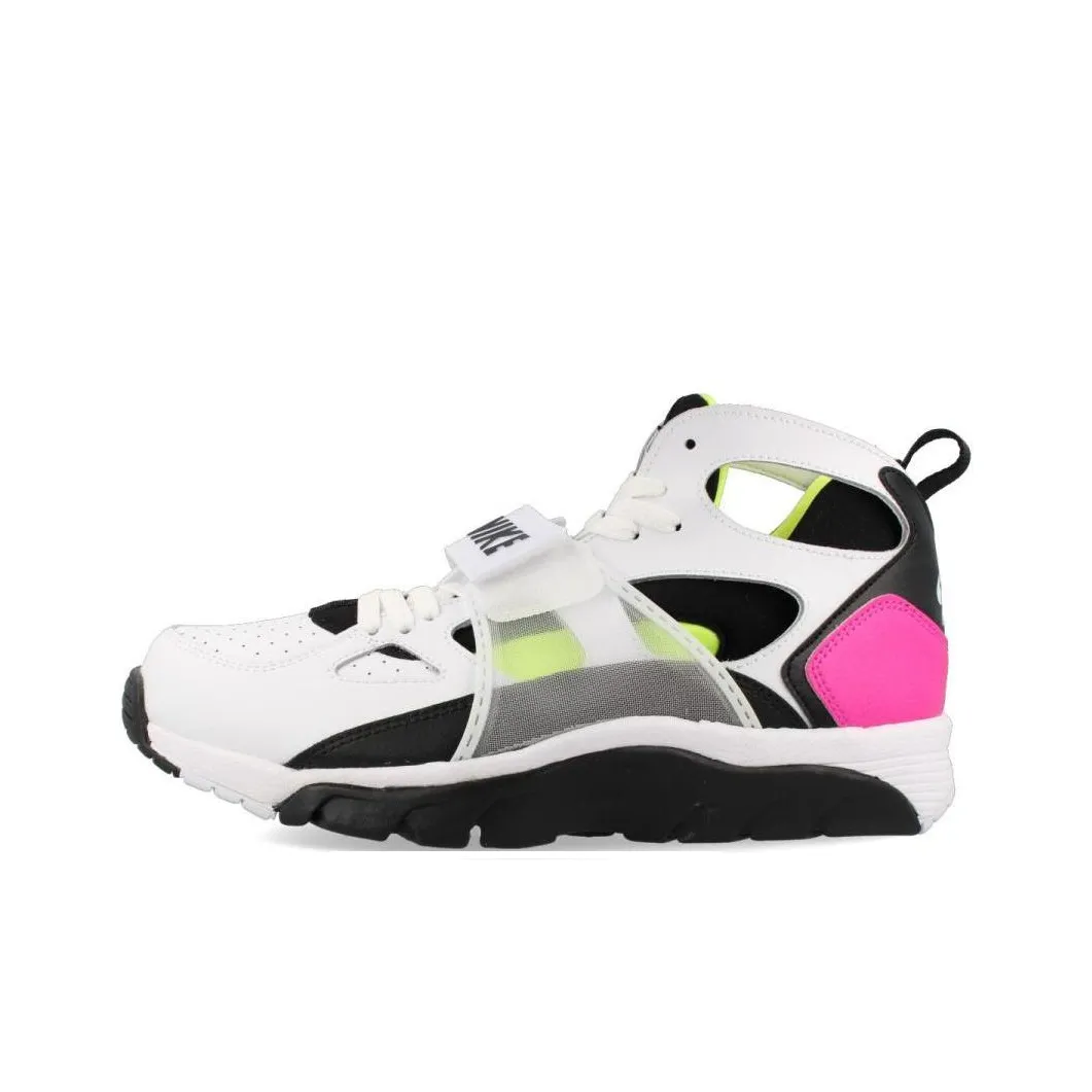 Nike Air Trainer Huarache Anti Slip Wear Resistant High Top Vintage Basketball Shoes Men's White Black Pink