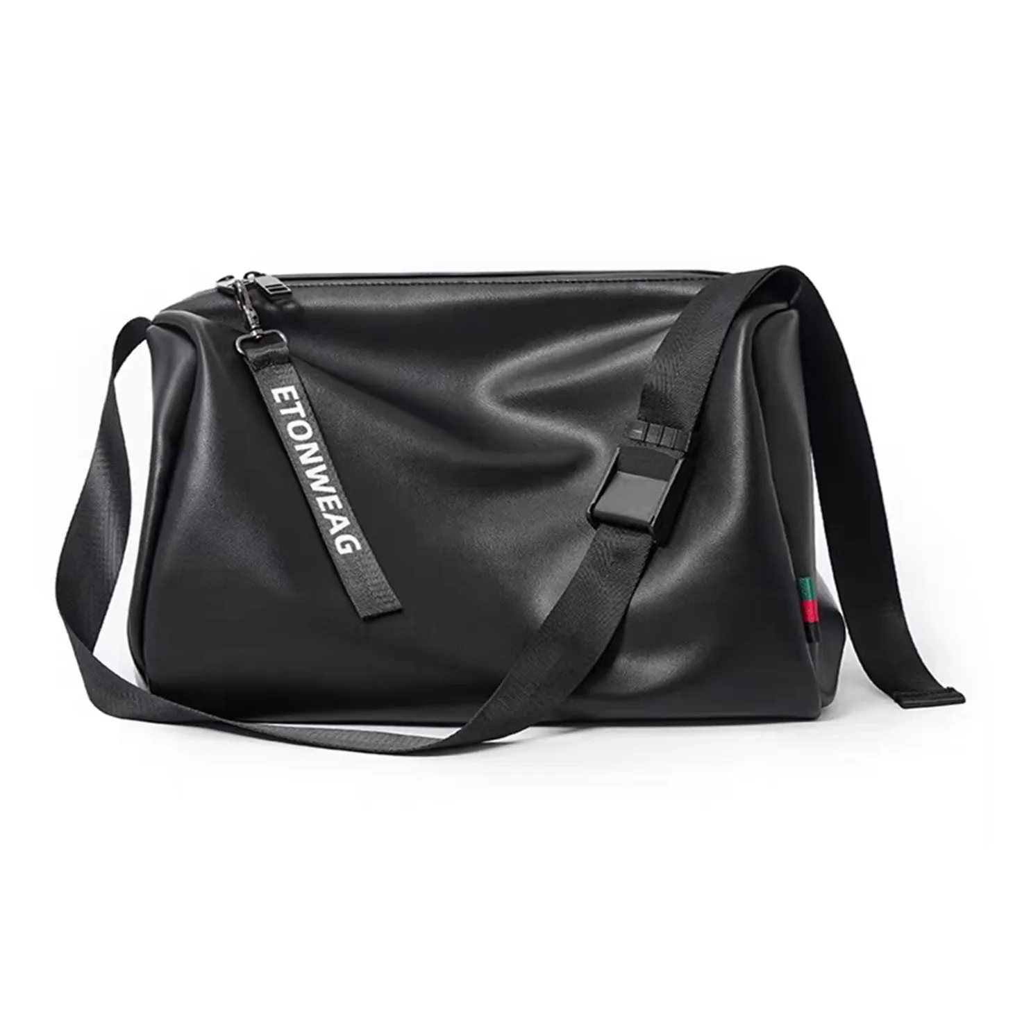 Slazenger Soft PU Leather Fitness Travel Commute Crossbody Bag Regular Men's Black Gray Khaki