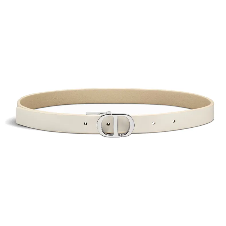 DIOR Buckle Decoration Calfskin Leather Belts Women's Milk White/Beige Width  2CM