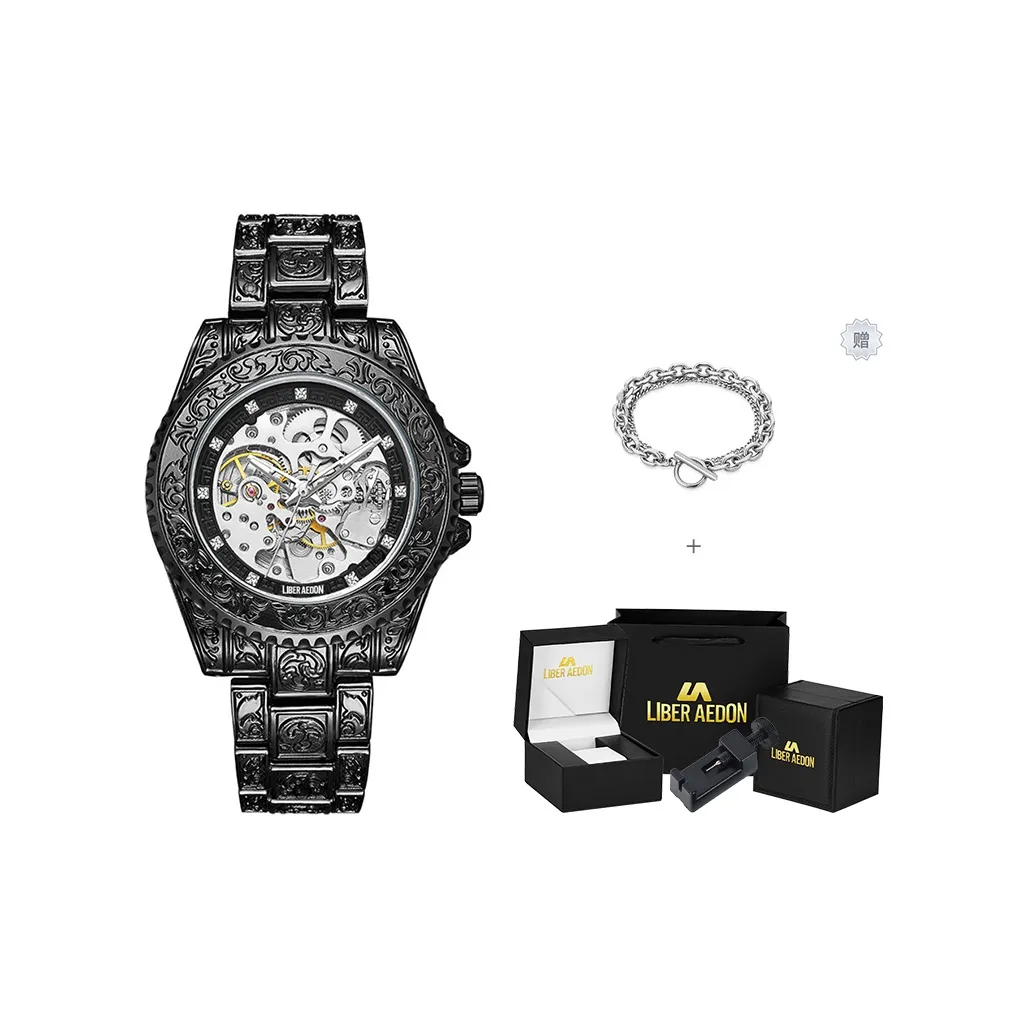 LIBER AEDON Mechanical Movement Cut Out Dial Men's Watches