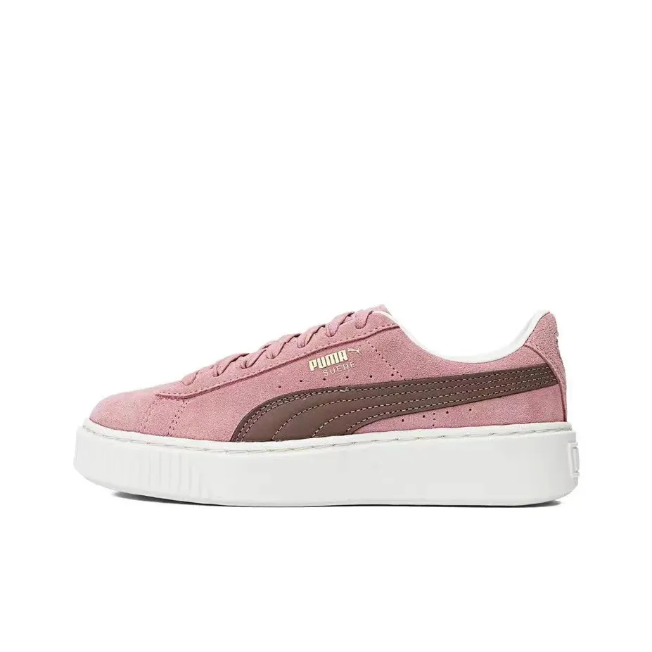 PUMA Basket Platform Core SUEDE PLATFORM CORE Lightweight Low Top Skateboard Shoes Women's Red Purple Color