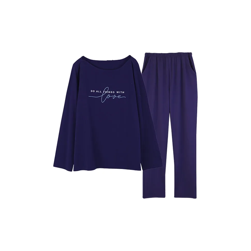 H YXIANG Pajama Set Women's Navy Blue