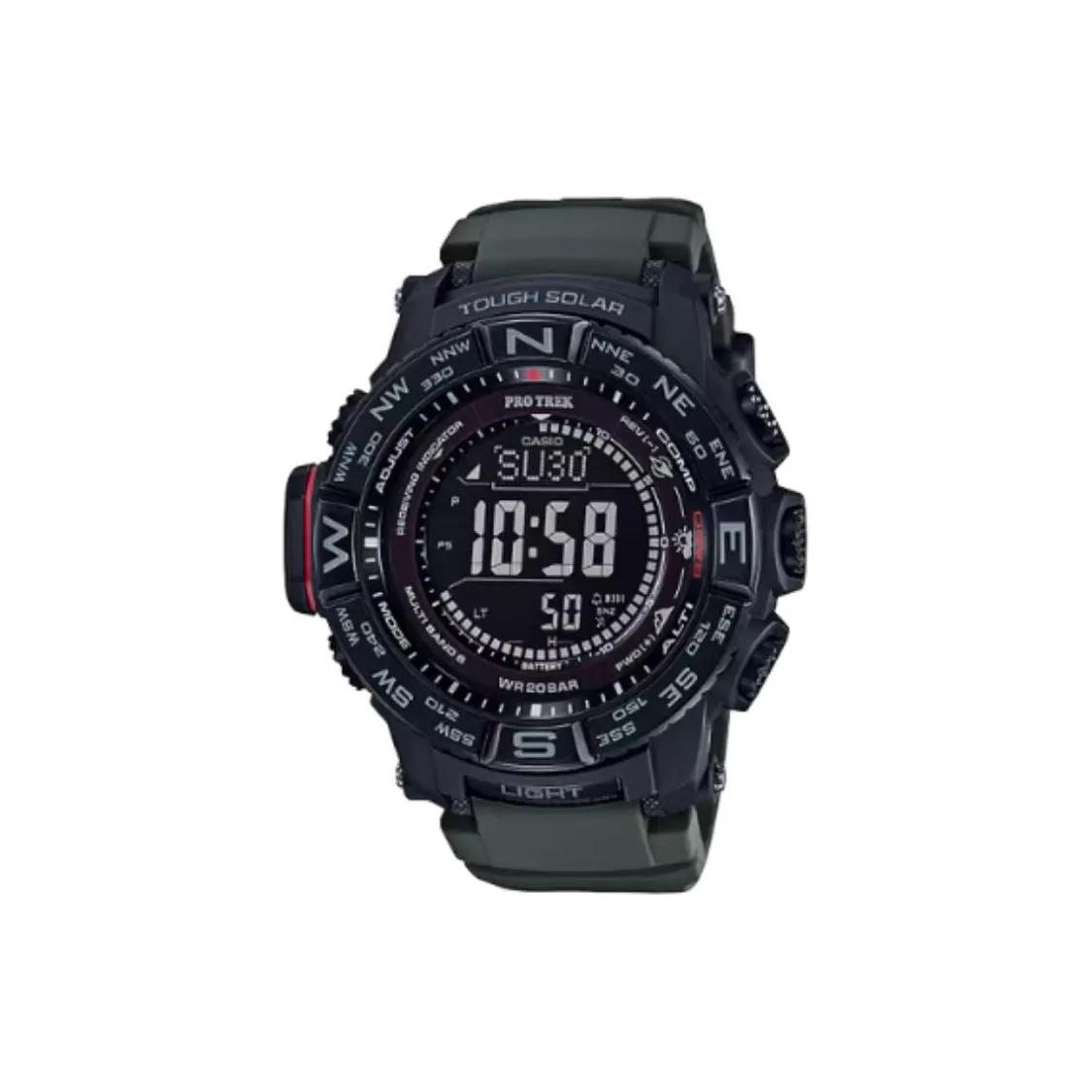 CASIO PRO TREK MULTI Field Collection Солнечный кварцевый механизм Силиконовый ремешок Часы Мужские Черный циферблат