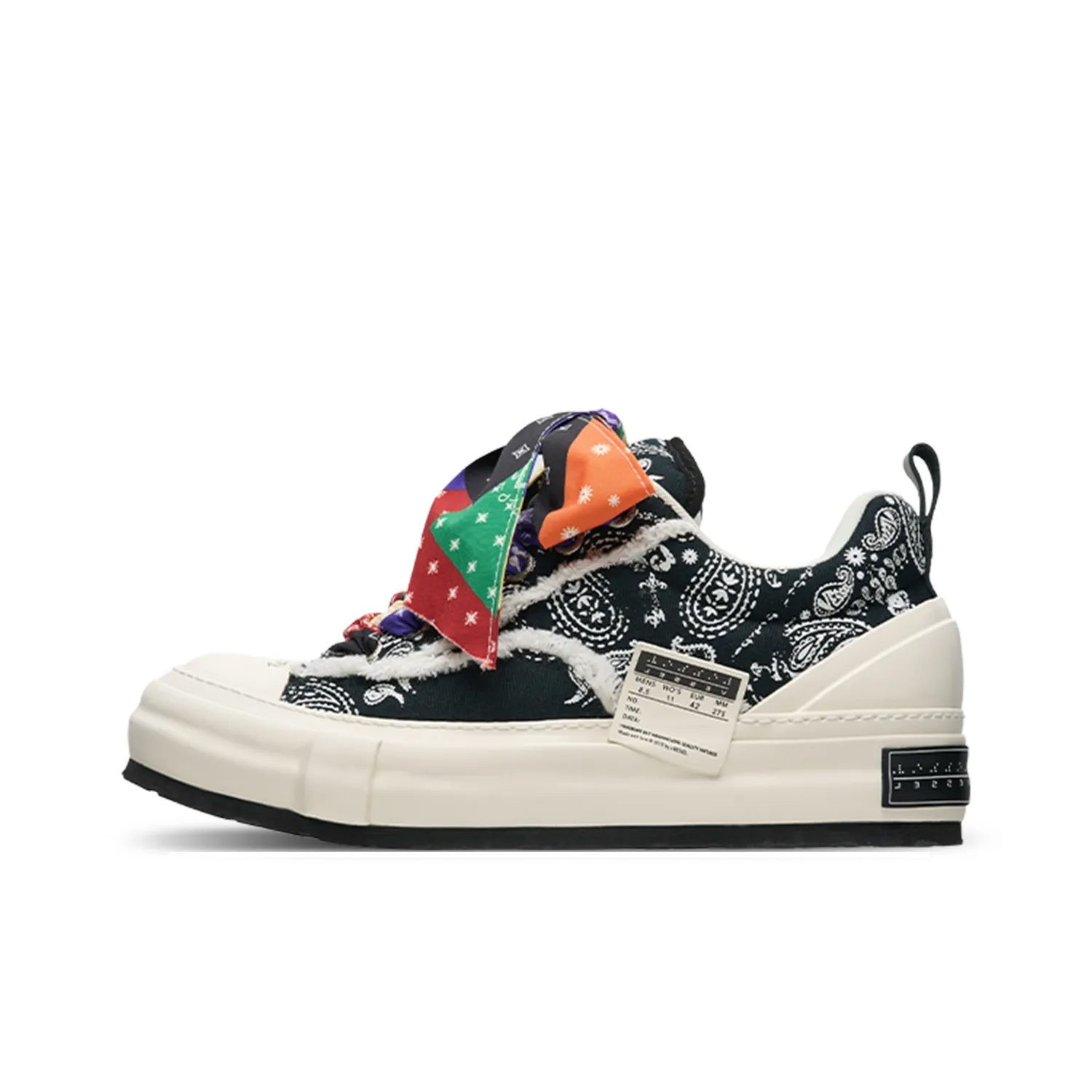 VESSEL Paisley Slip Resistant Shock Absorbers Low Top Skateboard Shoes Unisex Black