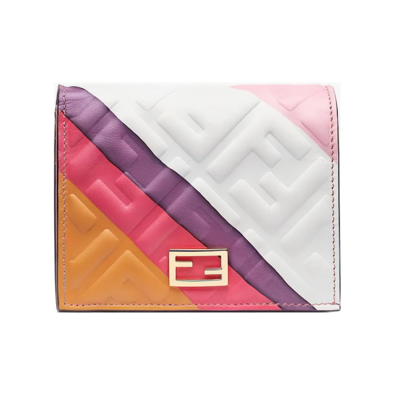 FENDI Baguette Cow Leather Wallet Trumpets Women's Multicolor