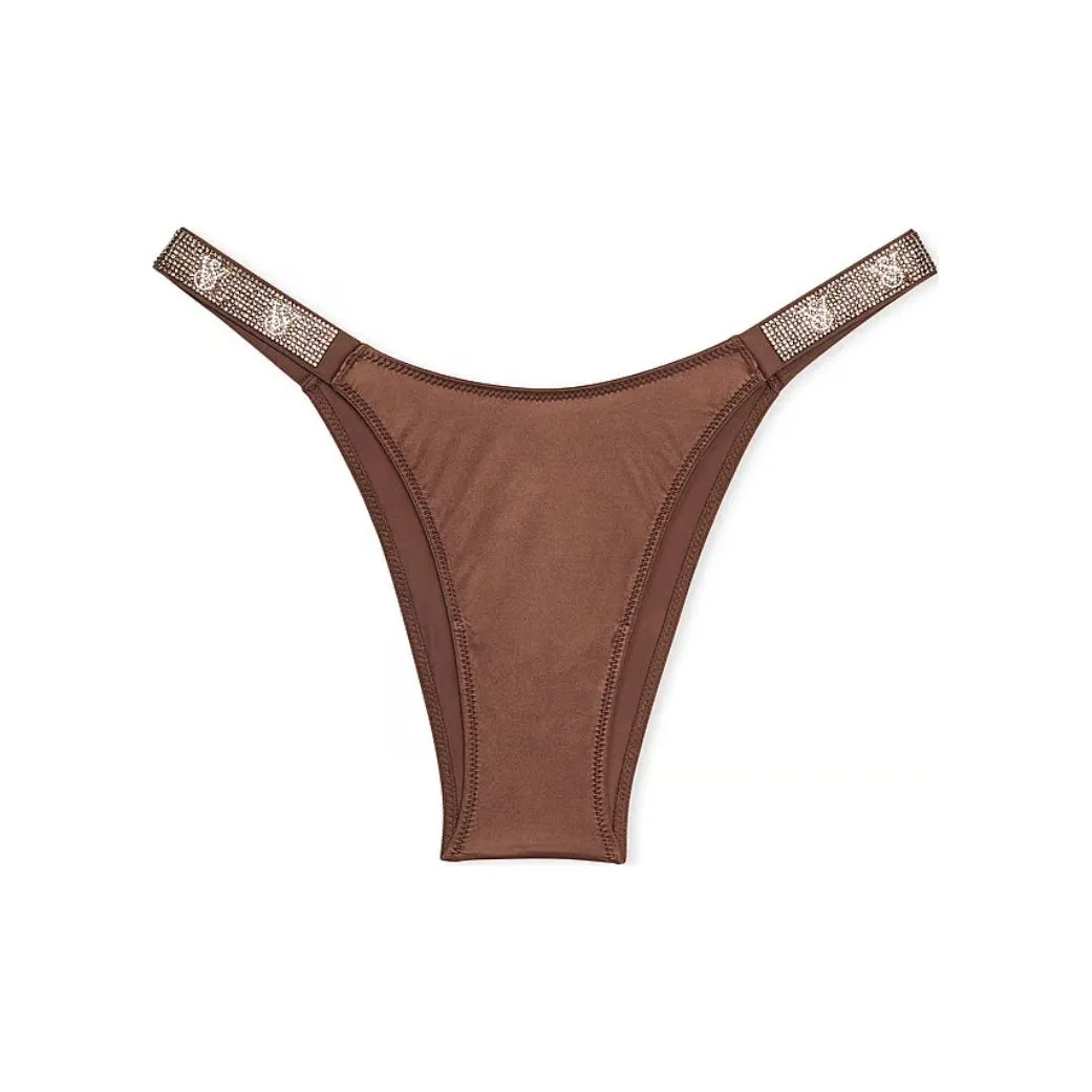 Victoria's Secret Very Sexy Double Shine Strap Lace Brazilian Panty / Mousse Underpants Women's 1 Pack Mousse