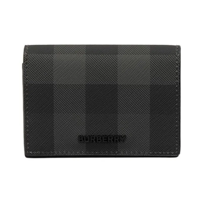 Burberry Cotton Card Holder Wallet Men's Charcoal Gray