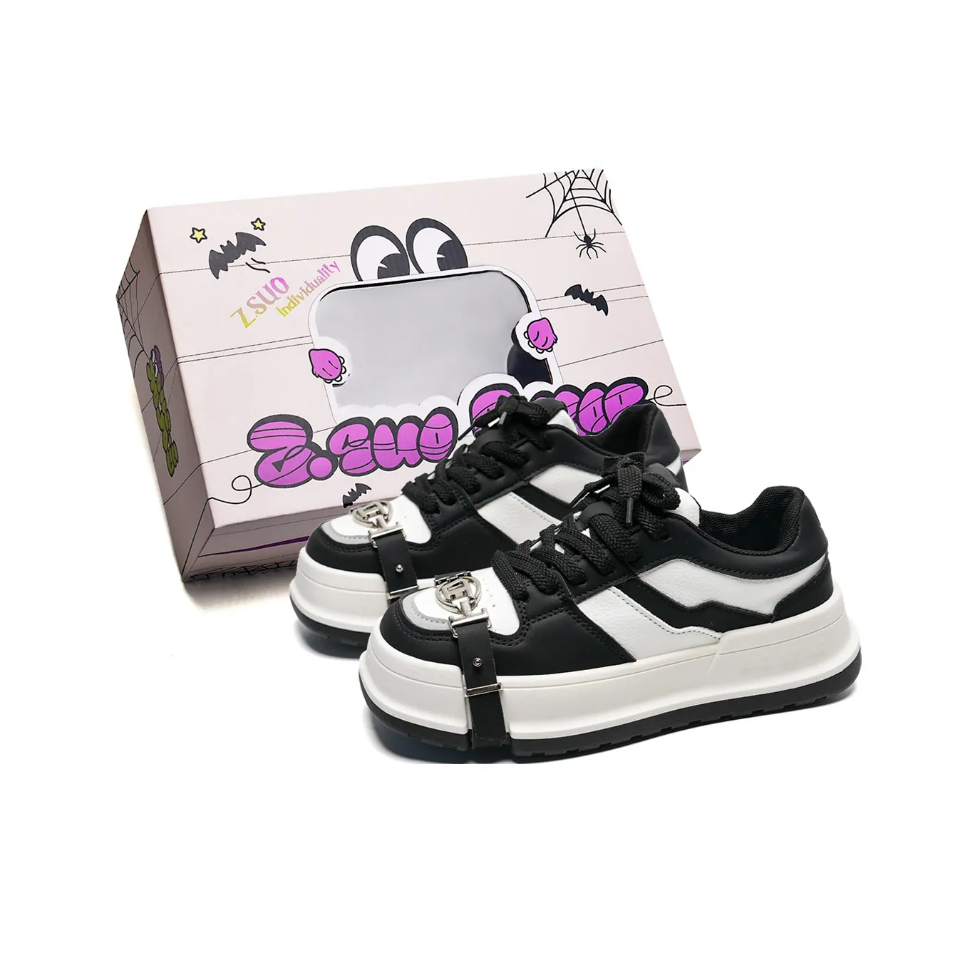 Z.SUO Height Increasing Wear-Resistant Slip-Resistant Low-Top Skateboard Shoes Women's Box Included
