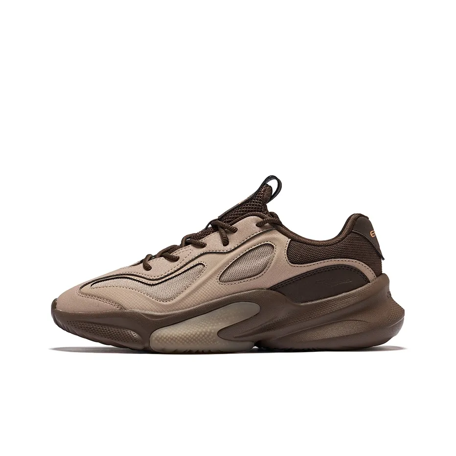 Erke Derivation 2V2 Height Increasing Coverage Low-Top Chunky Sneakers Men's Taupe Dark Rosewood
