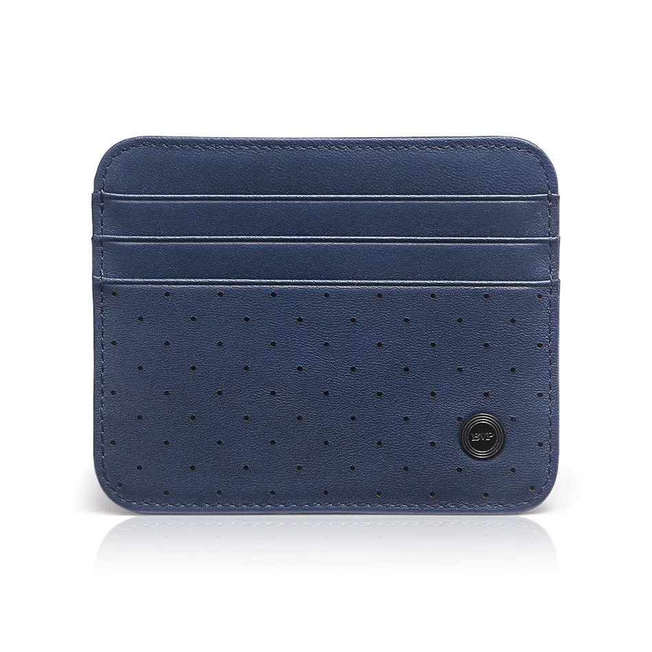 BVP Cow Leather Card Holder Unisex Blue