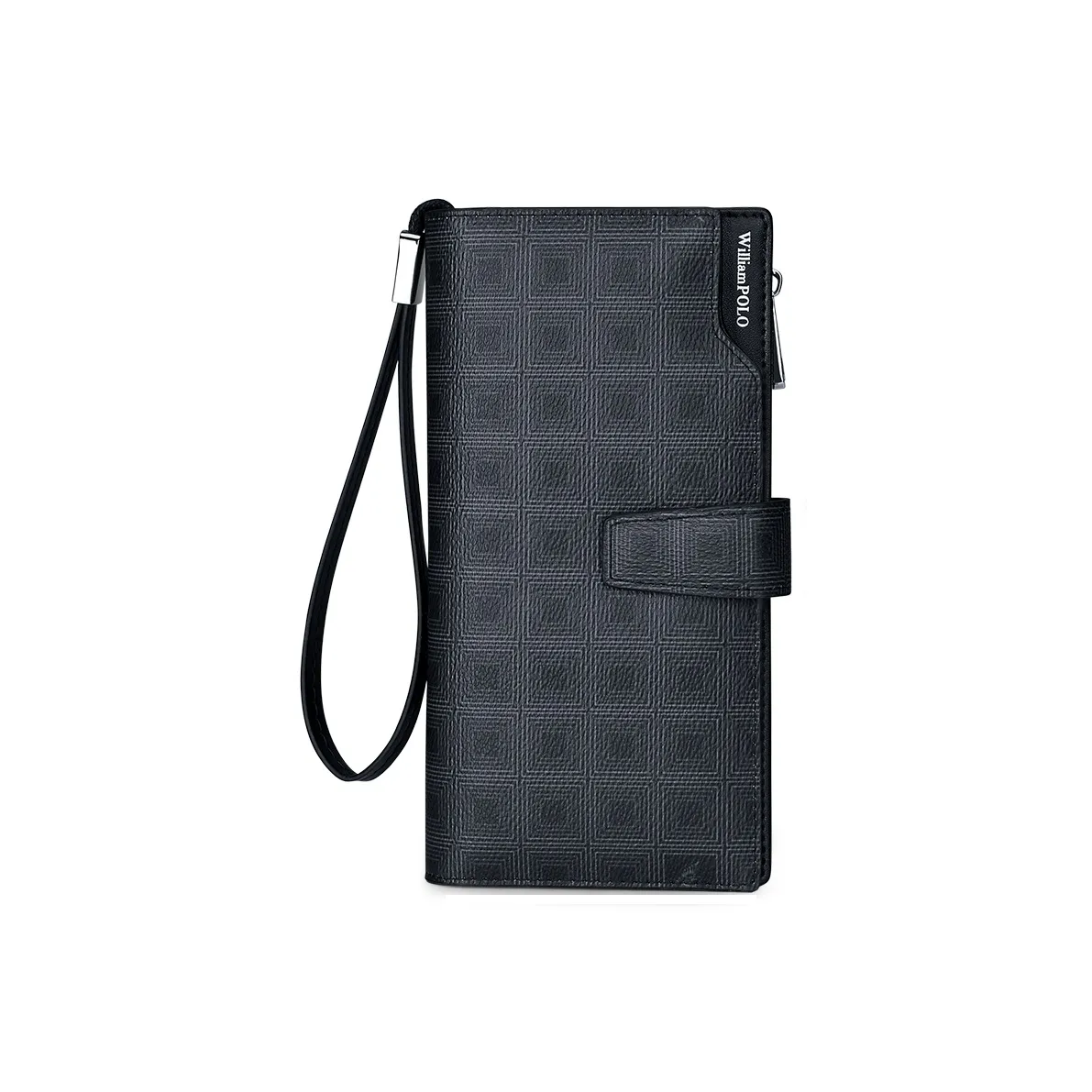 WilliamPOLO PVC Кошелек Мужской Черный Клетка Узор