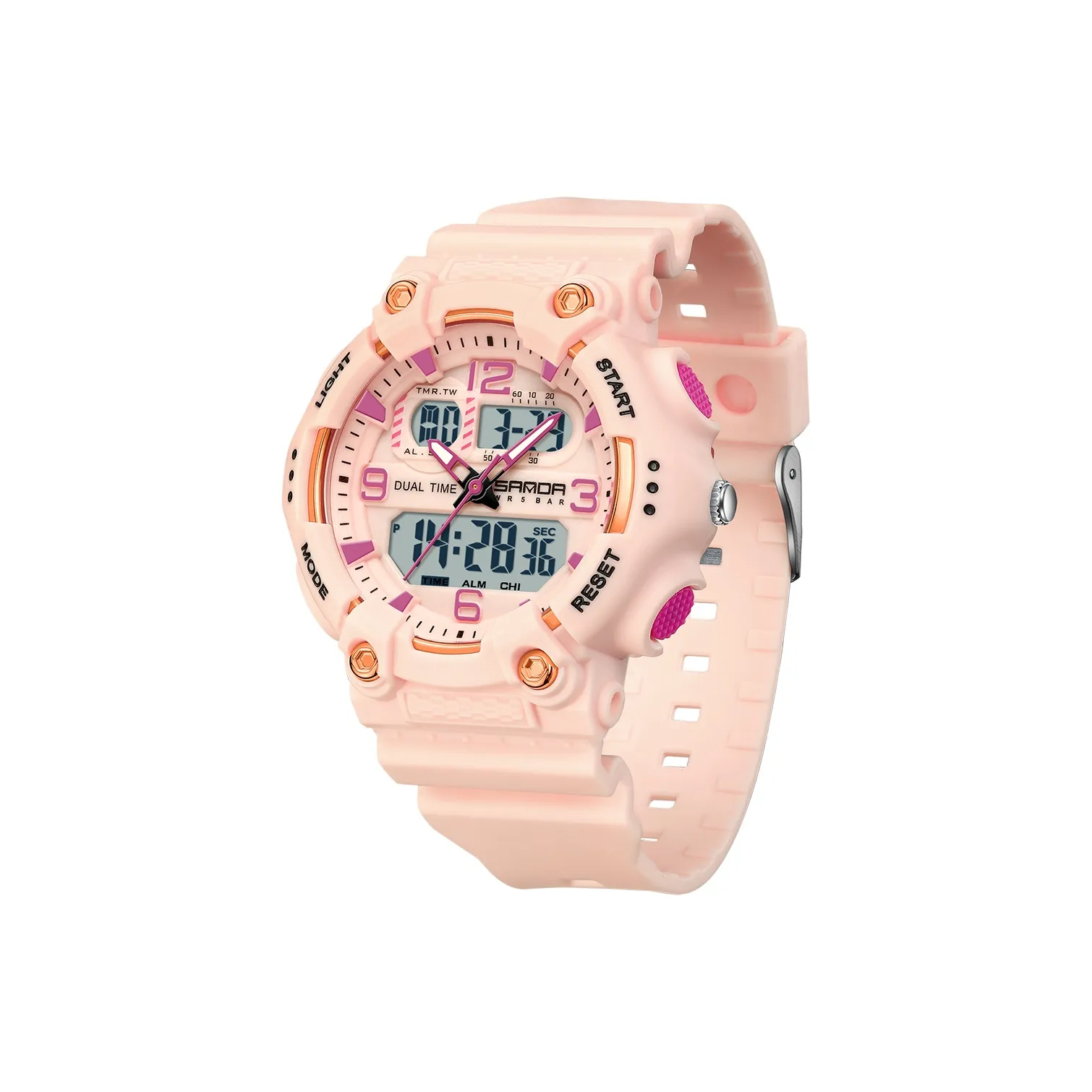 Sanda Электронный + Кварц Механизм TPU Ремешок Часы Унисекс Белый Циферблат