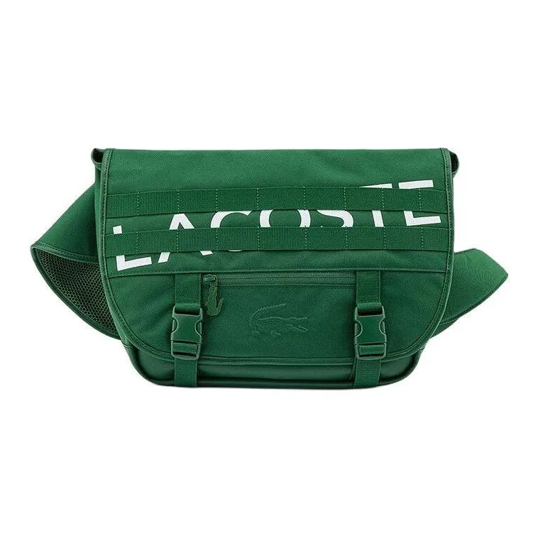 LACOSTE Canvas Bag, Messenger Bag, Shoulder Bag, Crossbody Bag Medium Size Unisex Dark Green