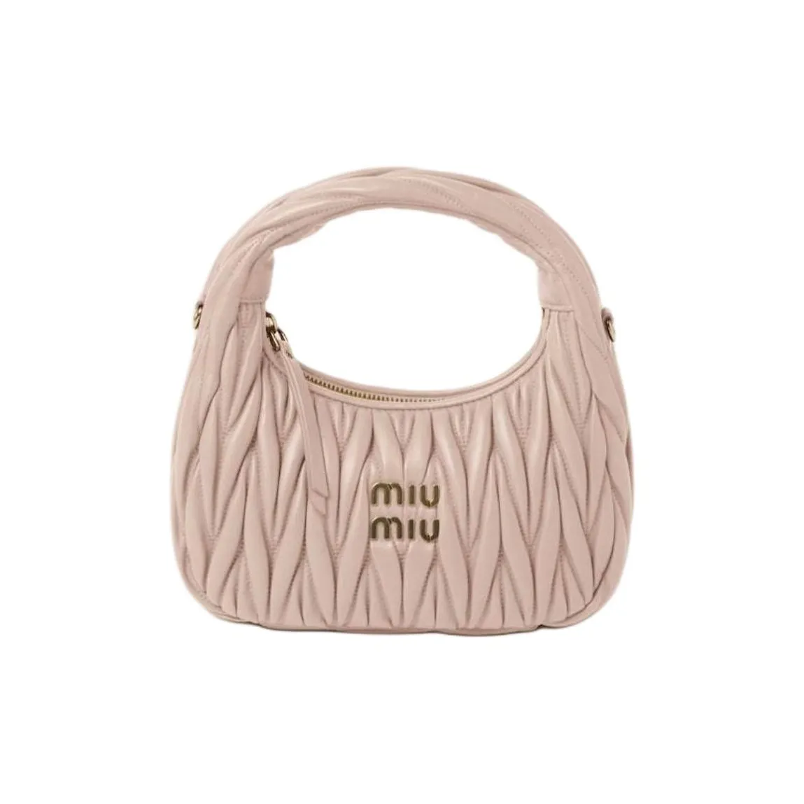 MIU MIU Wander Series Nappa Leather Hobo Bag Shoulder Bag Crossbody Bag Handbag Women's Pink
