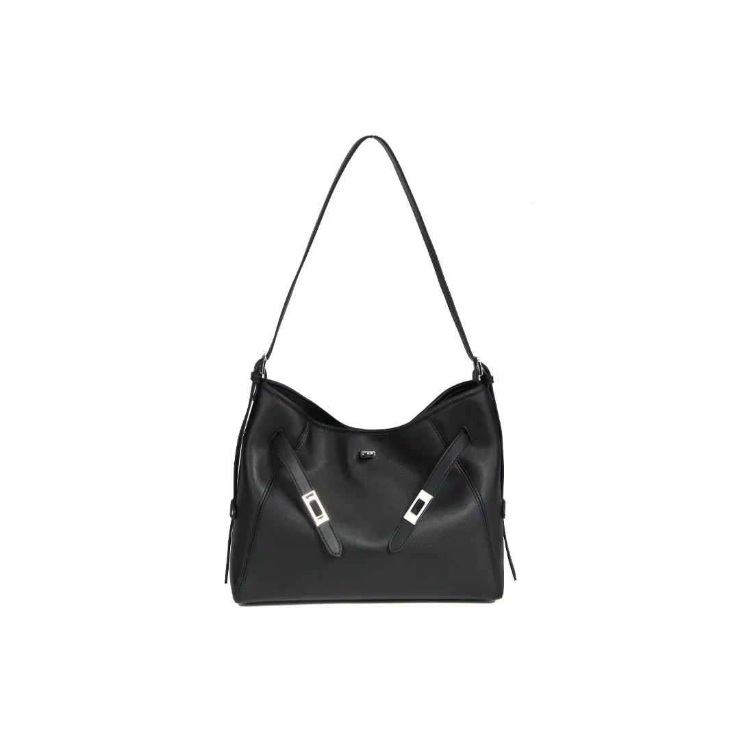 YOCAMU Сумка через плечо из коровьей кожи большая женская черная