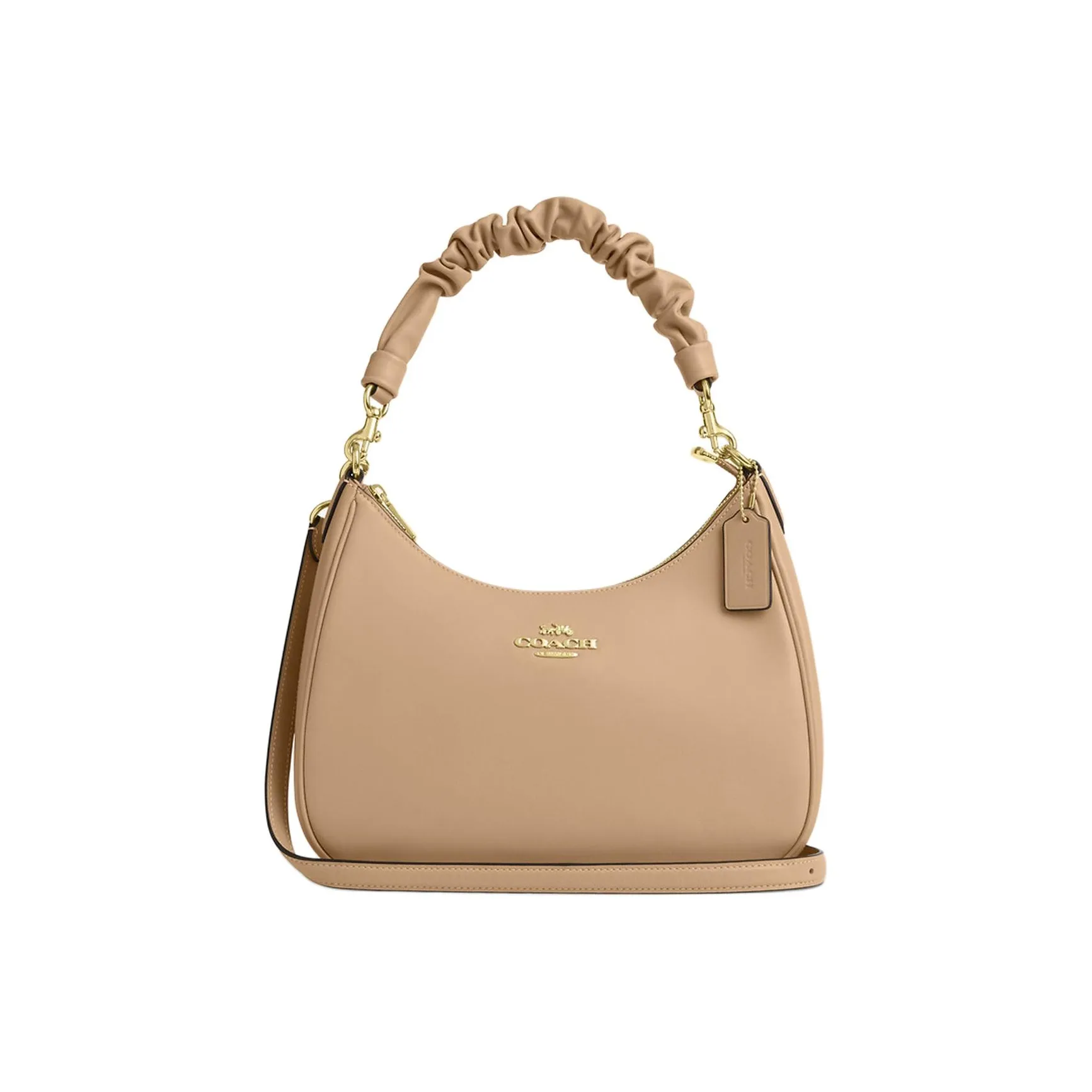 COACH Teri Cow Leather One Shoulder Handbag Tubas Women's Brown Yellow