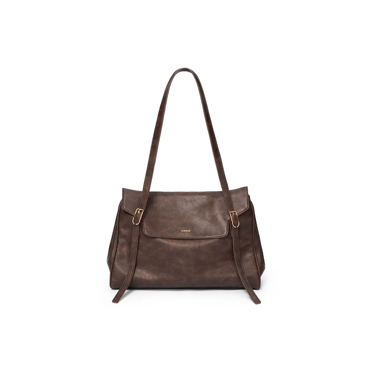 JONBAG PU Tote Versatile Commute Shoulder Bag Large Size Women's Polished Brown