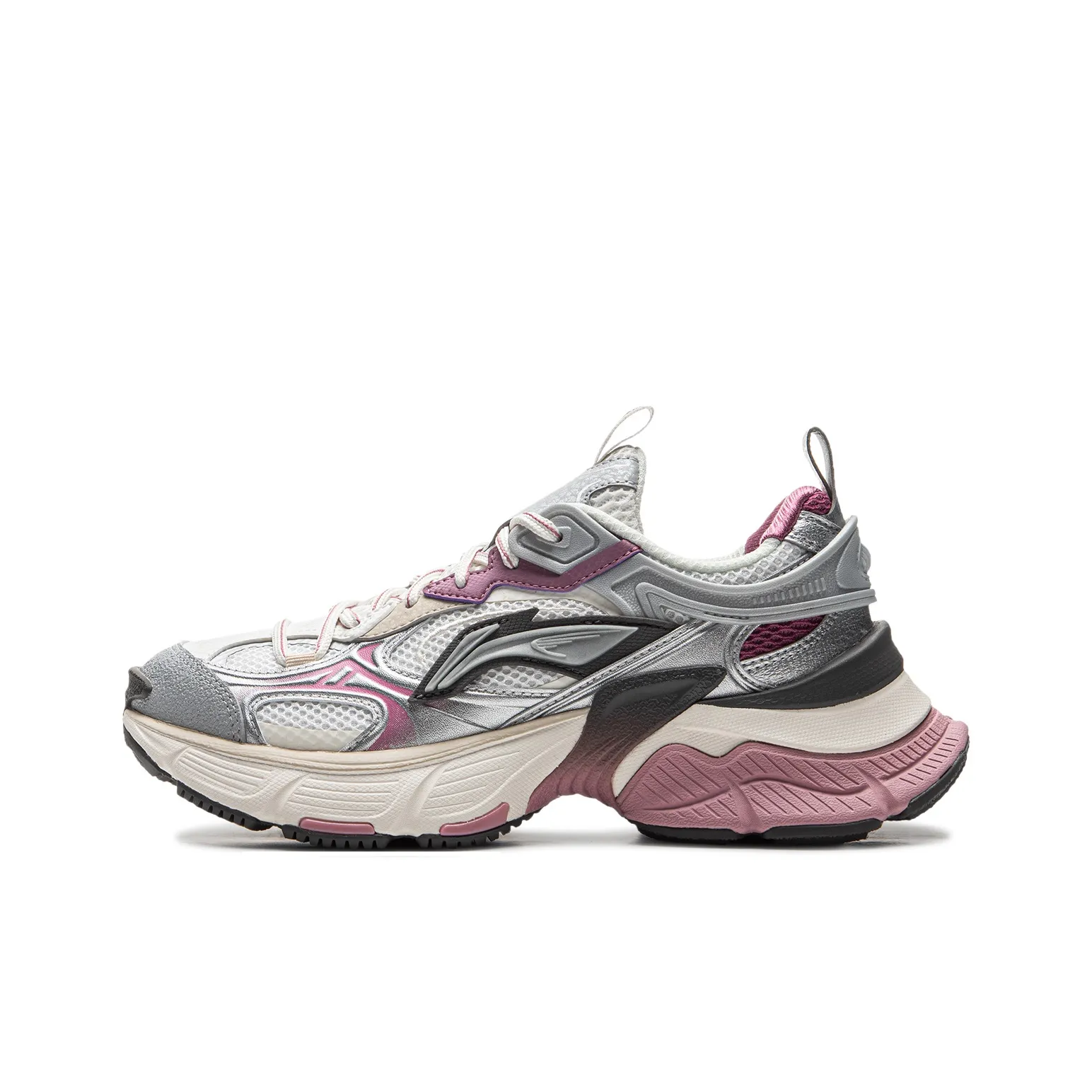 LINING Звезда Амортизация Устойчивость к истиранию Дышащий Низкий Верх Кроссовки для бега Женские Серебряный Белый Фиолетовый