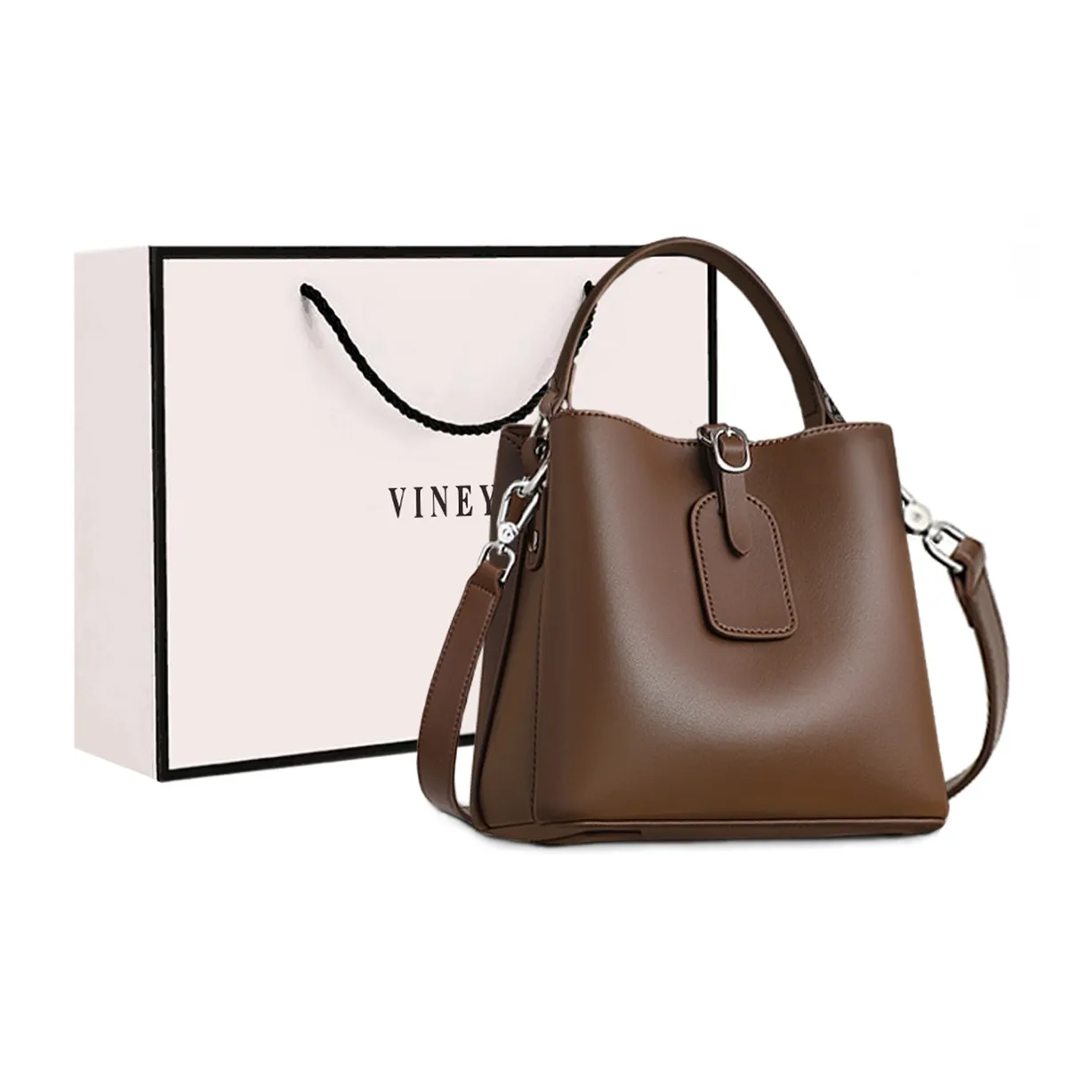 VINEY Сумка из коровьей кожи сумка через плечо большая женская кофейного цвета
