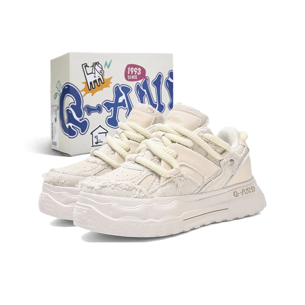 Q-AND Slip-Resistant Cushioning Wear-Resistant Low-Top Skateboard Shoes Unisex