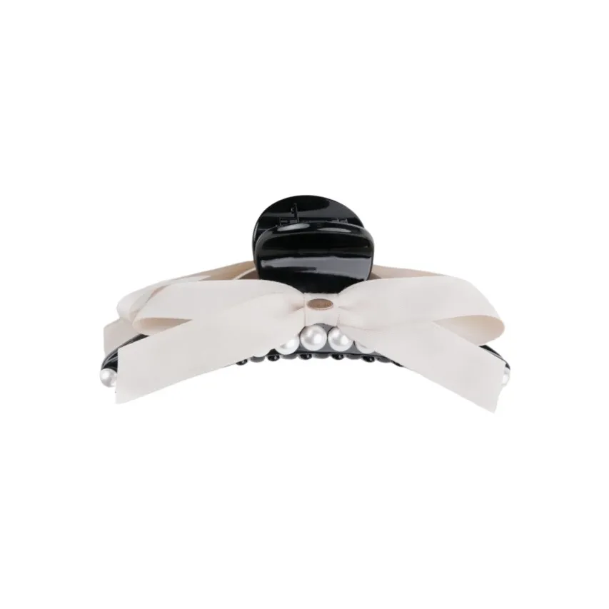 BABYBEI Hair Clip Gentle Elegant Advanced Black Beige Bowknot Hair Accessories Women's