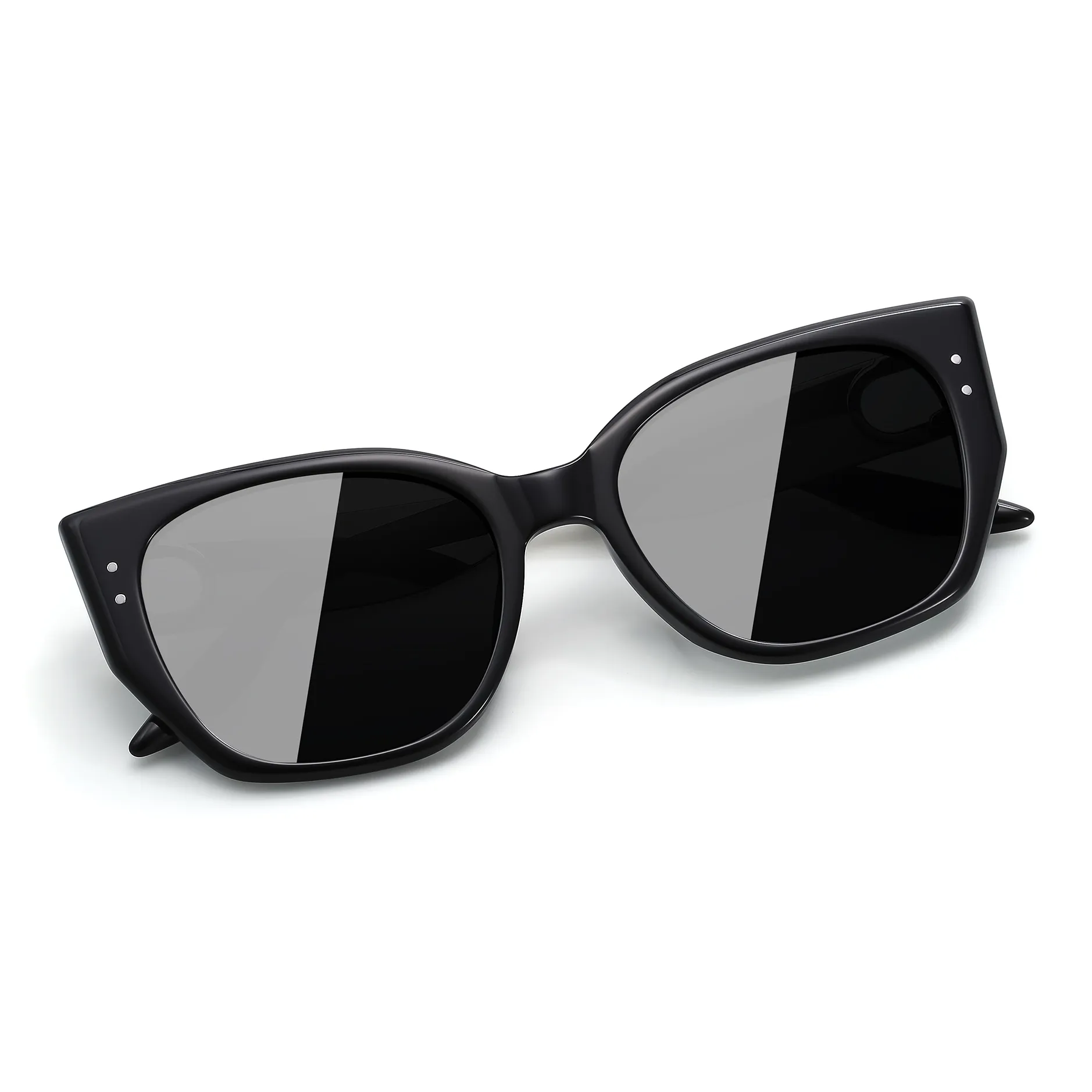 PULAIS Пластина Сплав Рамка Кошачий глаз Солнцезащитные очки Женские Черный