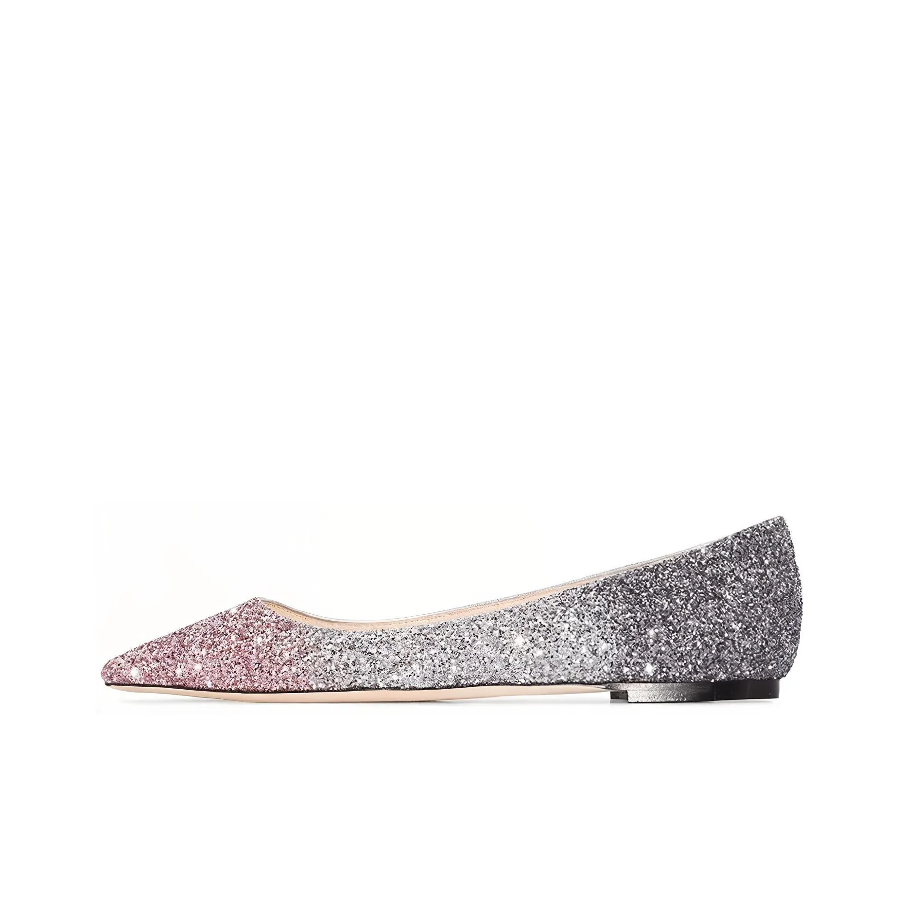 Jimmy Choo ROMY Flat Women's Casual Shoes Women's Pink Silver Gradient