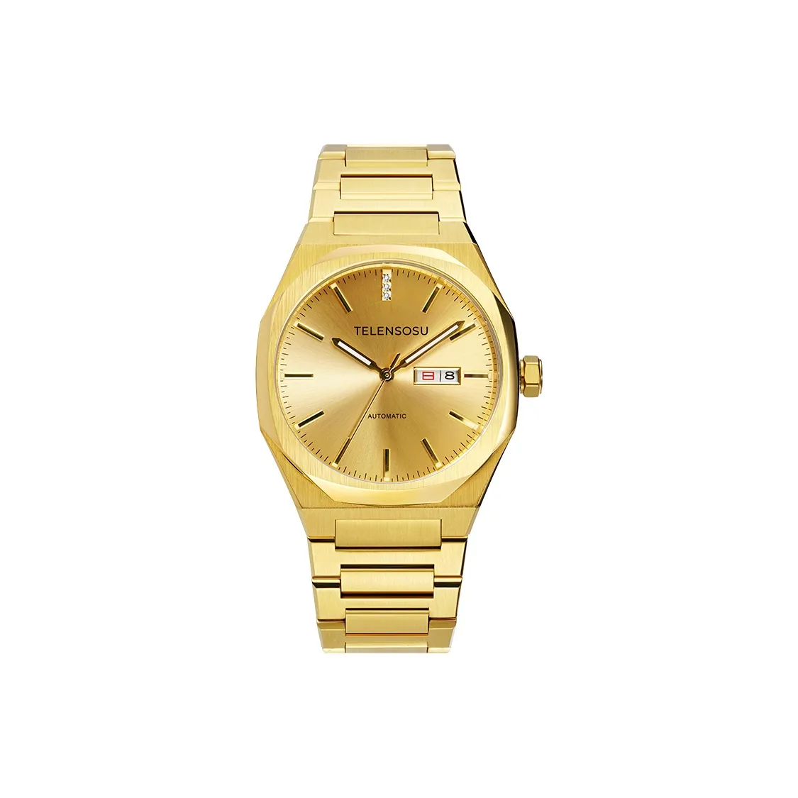 TELENSOSU Автоматический Механический Механизм Мужские Часы 42 мм Золото