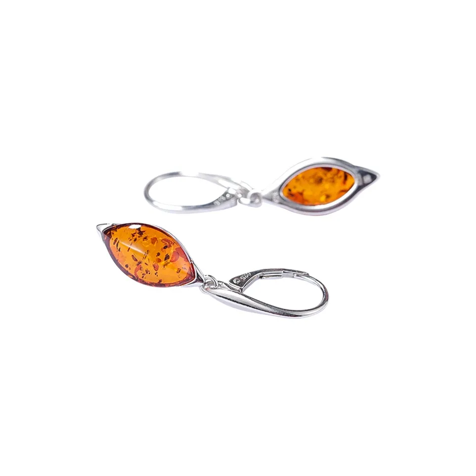 S&A Fire Amber S925 Silver Jade Earrings Women's
