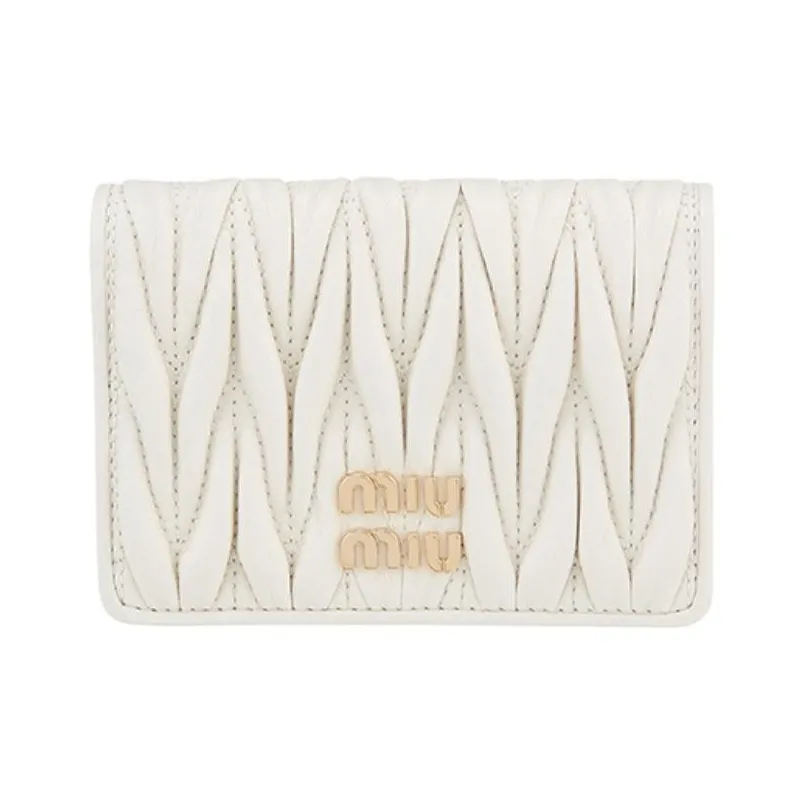 MIU MIU Matelassé Nappa Leather Wallet, Card Holder Women's White