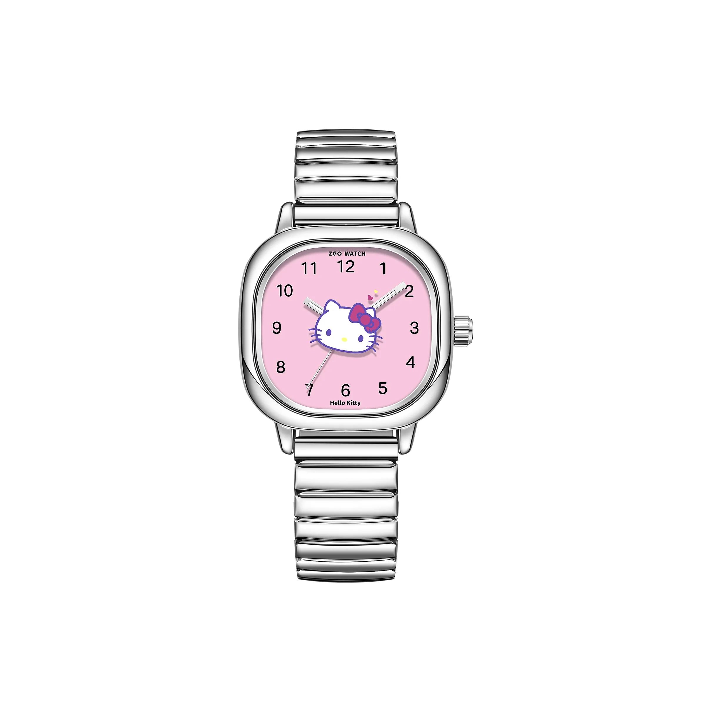 Hello Kitty Cute Little Watch Кварцевый механизм Стальной ремешок Часы Женские Розовый циферблат часов