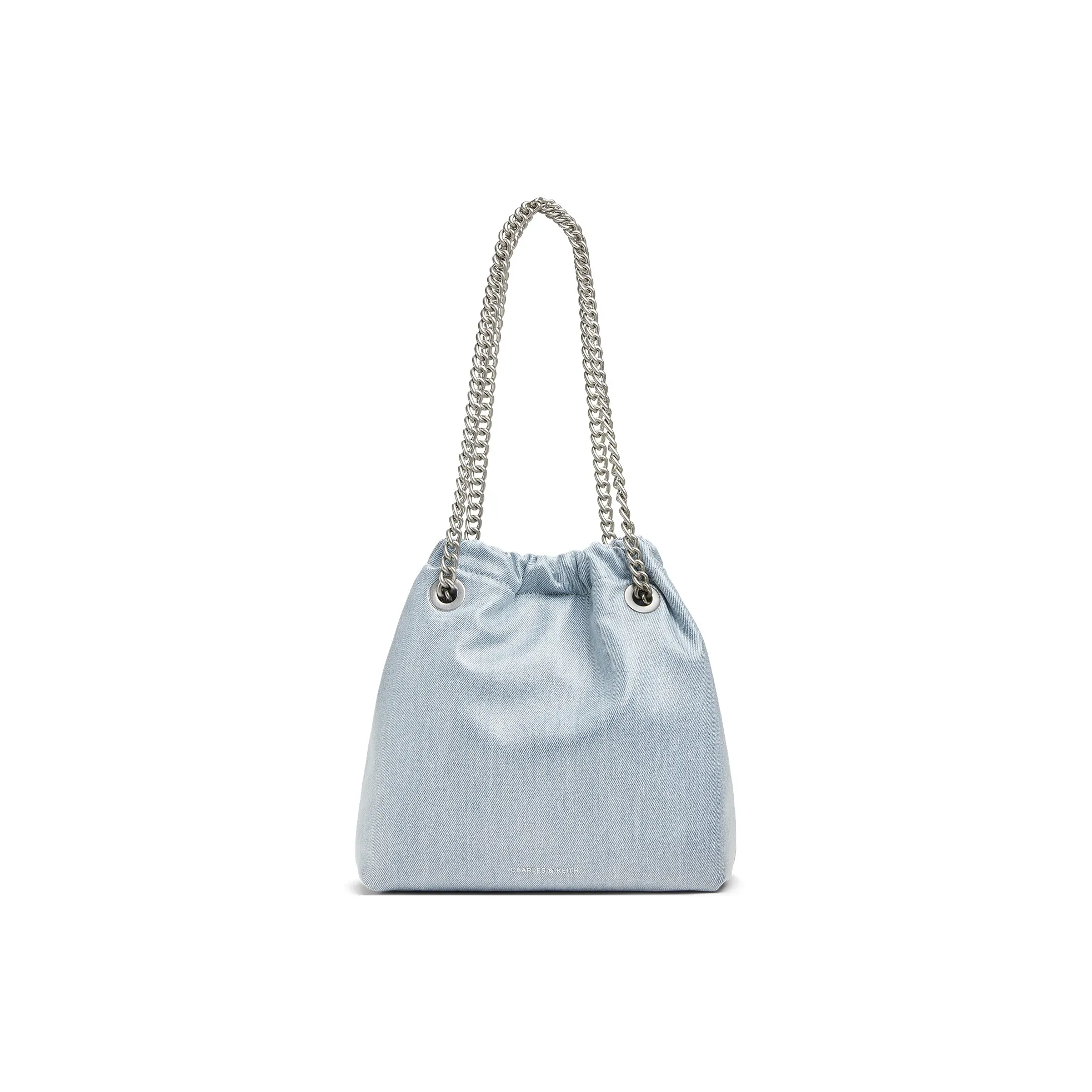 CHARLES KEITH ПУ (полиуретан) текстильная смесь ведрообразная сумка хобо-сумка плечевая сумка средний размер женская темный джинсовый синий