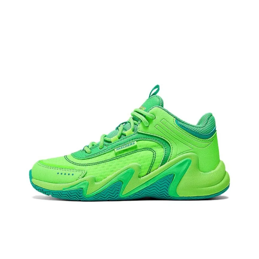 Skechers Kids BOYS Anti-Slip Wear-Resistant Low-Top Children's Basketball Shoes Green Teenagers