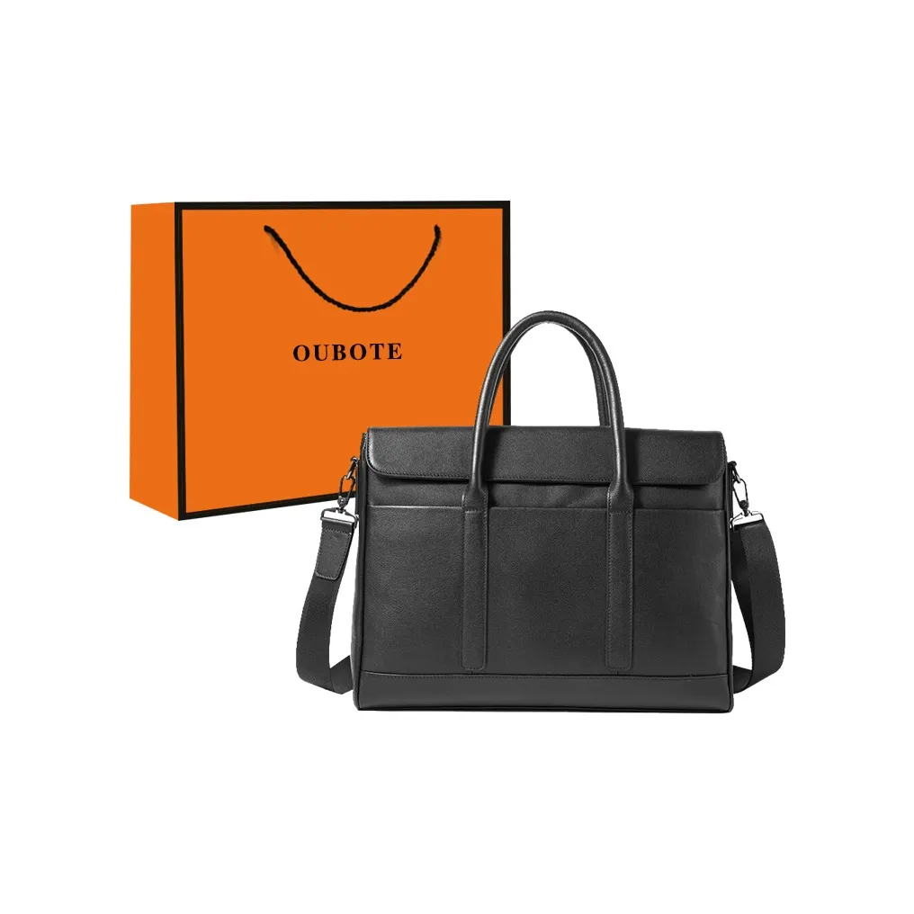 OUBOTE Сумка из коровьей кожи для ноутбука стандартная мужская черная