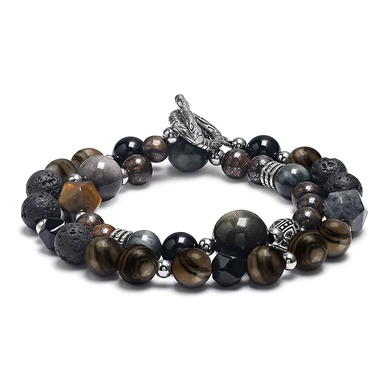 Cuud Золотой Sheen Obsidian Браслеты Мужской