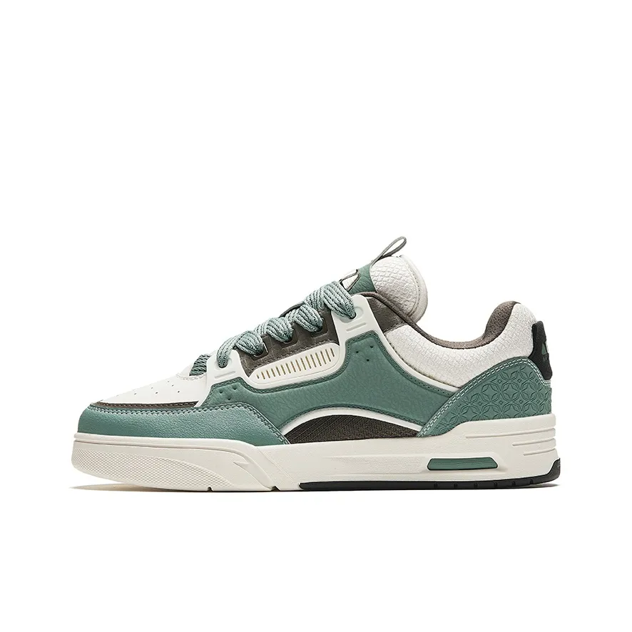 Anta AOJIE Cushioning Wear-Resistant Low-Top Skateboard Shoes Men's Green White Brown