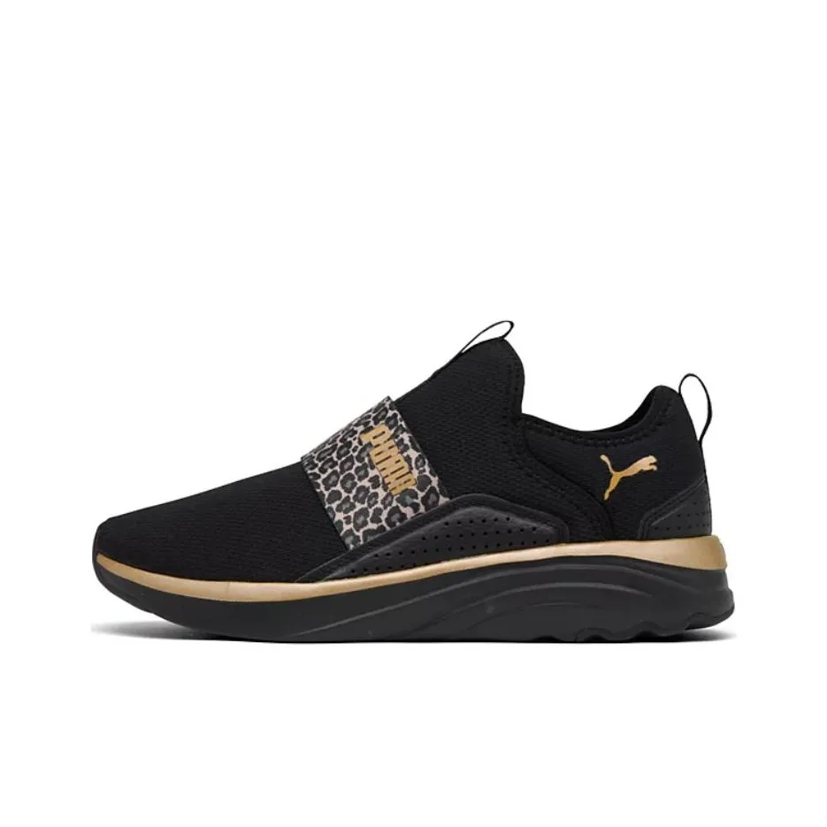 PUMA Softride Sophia Anti Slip Wear Resistant Low Top Casual Running Shoes Women's Black Gold