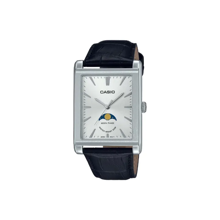 CASIO Standard Series Кварцевый механизм Естественная кожа Ремешок Часы Мужские Серебристый циферблат