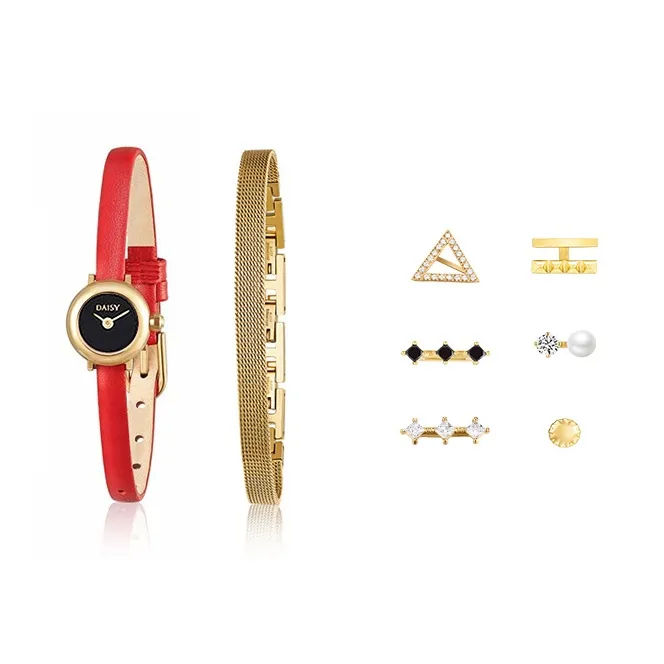 DAISY BEAUTY Women's Watch Кварцевый механизм Естественная кожа Ремешок Черный циферблат DB DWW001