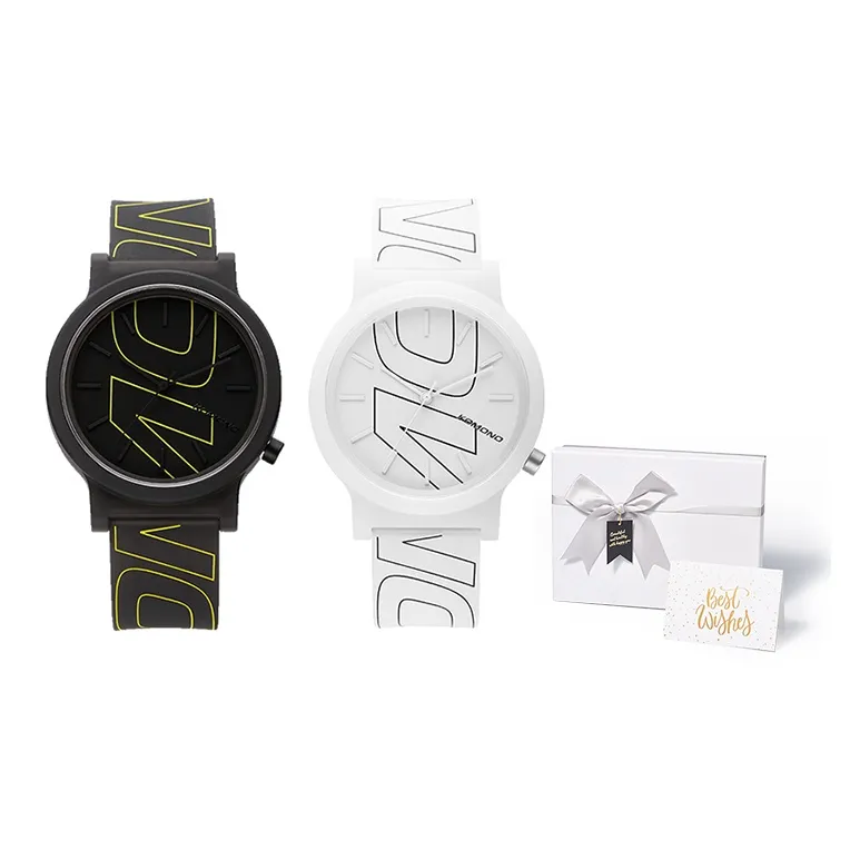 KOMONO Watch Кварцевый механизм силиконовый ремешок белый циферблат унисекс праздничная коробка ограниченная серия KOM W4311+KOM W4312