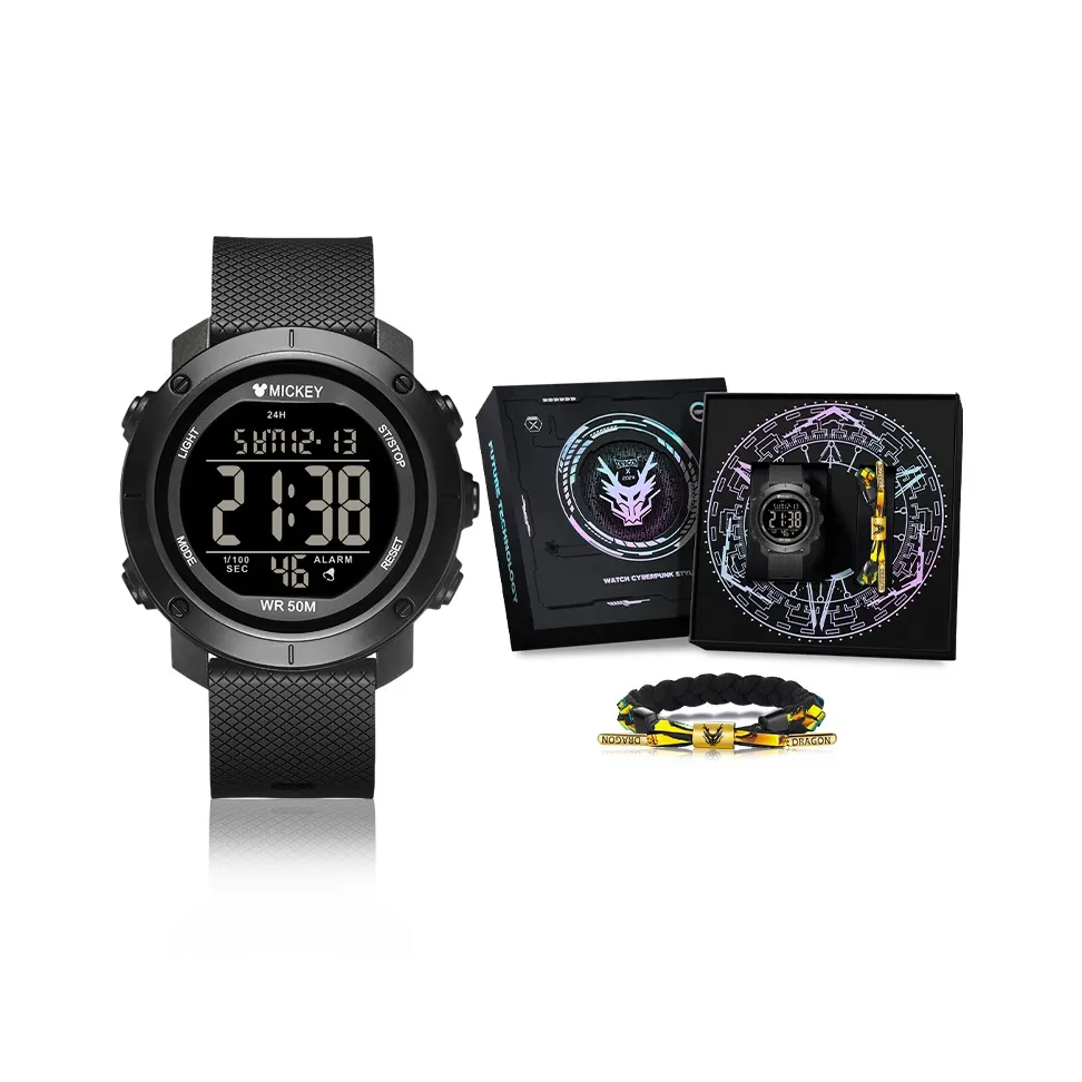 Disney Mickey Series Электронный Механизм Мужские часы Черный циферблат