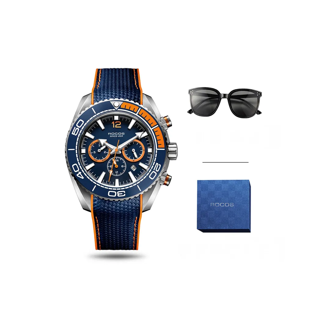 ROCOS Wind Style Collection Automatic Mechanical Movement Silicone Strap Watch Men's Watches Silver Dial