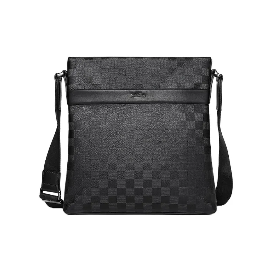 GOLDLION Top Grain Cow Leather Sling Bags Medium Size Men Black