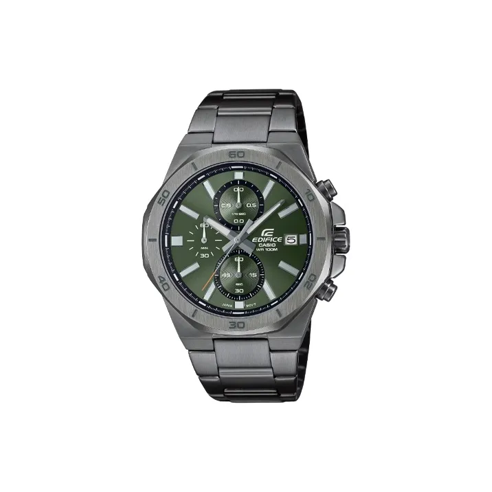 CASIO EDIFICE Кварцевый механизм нержавеющая сталь ремешок часы для мужчин зеленый циферблат EFV 640DC 3AV