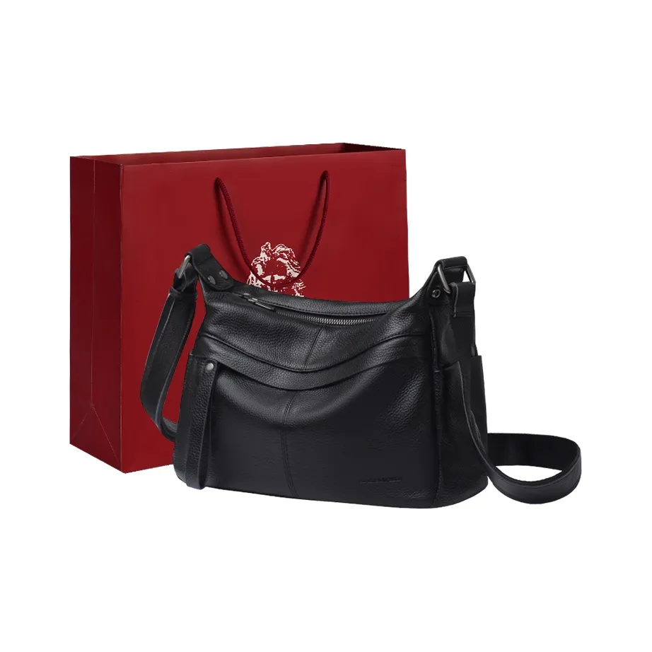 Old Man's Head Натуральная кожа Одно плечо Подмышечный Crossbody Сумка Женская Черная