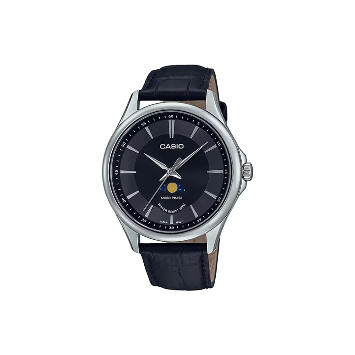 CASIO Кварцевый механизм ремень из натуральной кожи унисекс черный циферблат