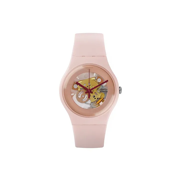 Swatch Quartz Механизм Унисекс Часы 41 мм С циферблатом Skeleton Пластиковый корпус Часы с силиконовым ремешком